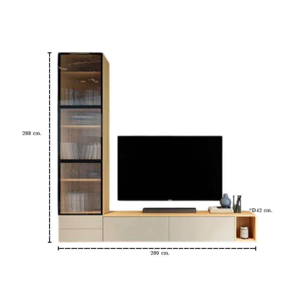 ชุดตู้วางทีวี SB BUILT IN WISEST 19239323 280 ซม. สีเทา/น้ำตาล