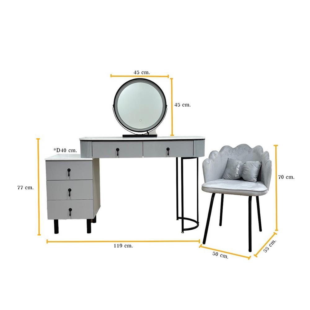 โต๊ะเครื่องแป้ง KONCEPT AIRRIKA 19225281 W119XD40XH77 CM สีเทา