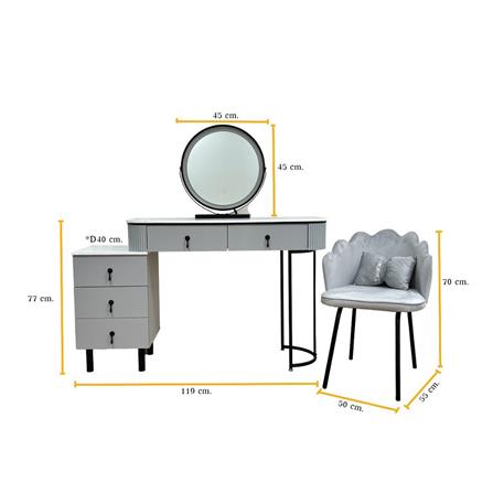 โต๊ะเครื่องแป้ง KONCEPT AIRRIKA 19225281 W119XD40XH77 CM สีเทา_3