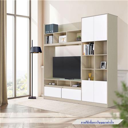 ชุดตู้วางทีวี KONCEPT HANSON 19230653 200 ซม. สีไอโวรี่ลินิน/ขาว_4