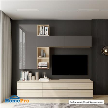 ชุดตู้วางทีวี SB BUILT IN WISEST 19238499 240 ซม. สีเทา/น้ำตาล_1