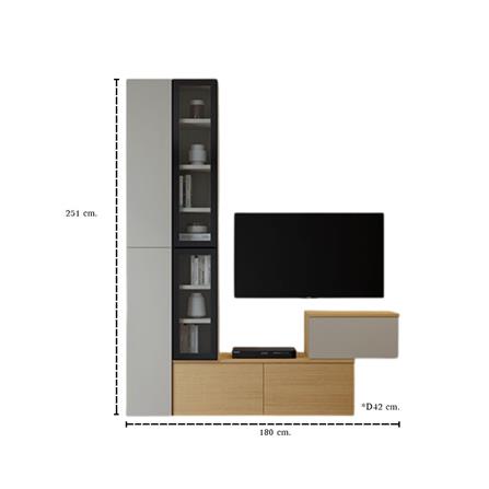 ชุดตู้วางทีวี SB BUILT IN WISEST 19239318 180 ซม. สีเทา/น้ำตาล_3
