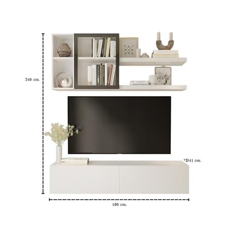 ชุดตู้วางทีวี SB BUILT IN WISEST 19238496 180 ซม. สีขาว_2