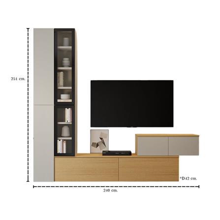 ชุดตู้วางทีวี SB BUILT IN WISEST 19239319 240 ซม. สีเทา/น้ำตาล_3