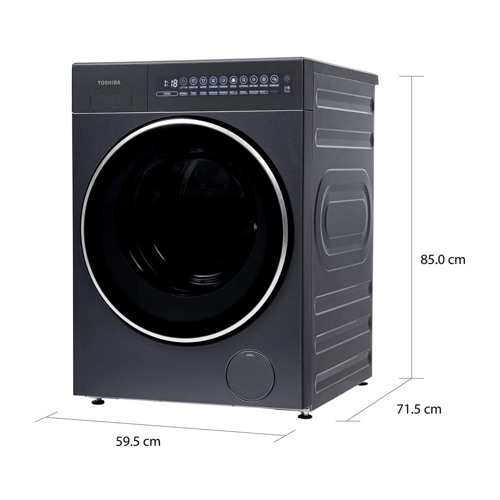 เครื่องซักอบผ้าฝาหน้า TOSHIBA TWD-T35BP160MWT(MG) 15/9 กก. อินเวอร์เตอร์ สีเทาดำ