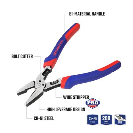 คีมปากจิ้งจกอเนกประสงค์ WORKPRO WP231085 8 นิ้ว_3