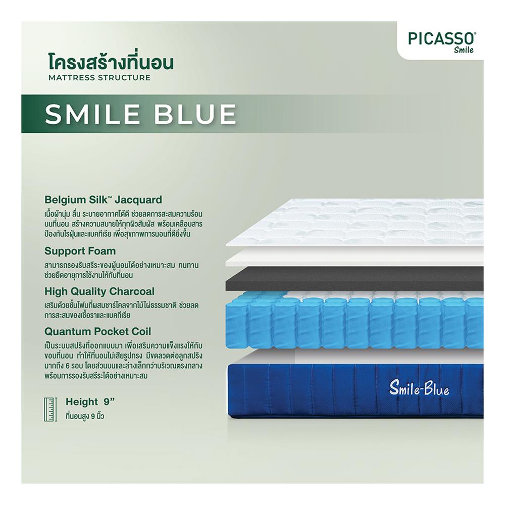 ที่นอน 6 ฟุต PICASSO COMFORT SMILE BLUE