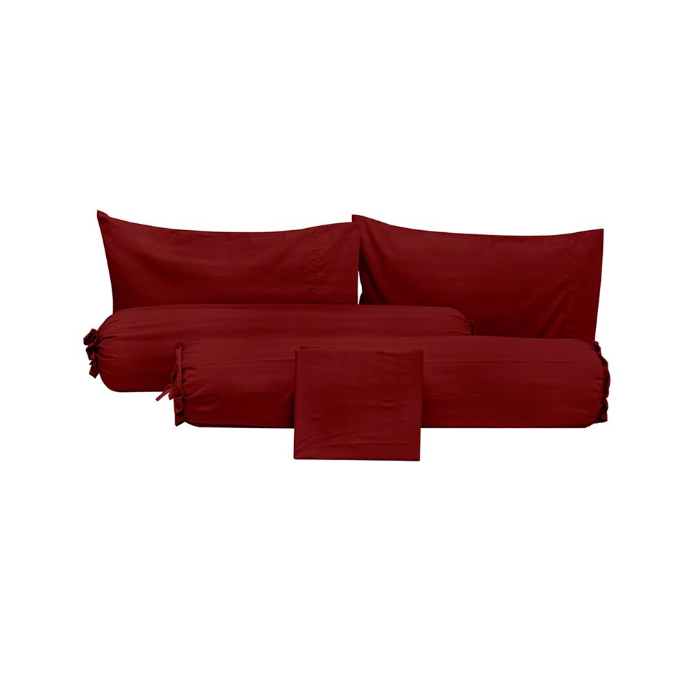 ชุดผ้าปูที่นอน 6 ฟุต (ชุด 5 ชิ้น) PICASSO SMILE สี BURGUNDY