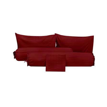 ชุดผ้าปูที่นอน 6 ฟุต (ชุด 5 ชิ้น) PICASSO SMILE สี BURGUNDY_2