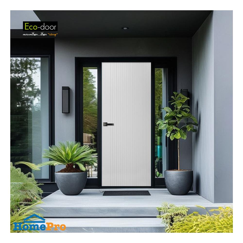 ประตูภายนอก UPVC เจาะลูกบิด ECO-DOOR UX2 80x200 ซม. สีขาว