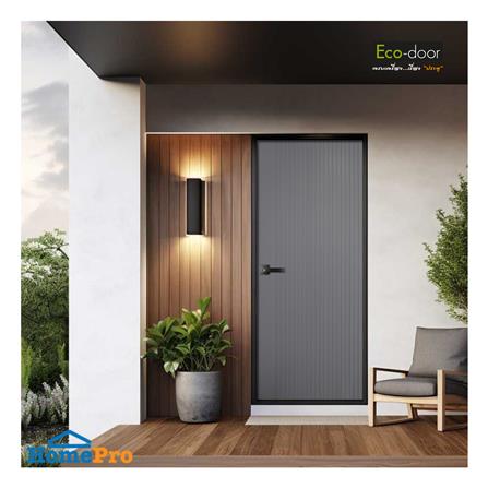 ประตูภายนอก UPVC เจาะลูกบิด ECO-DOOR UX1 80x200 ซม. สีเทา_1