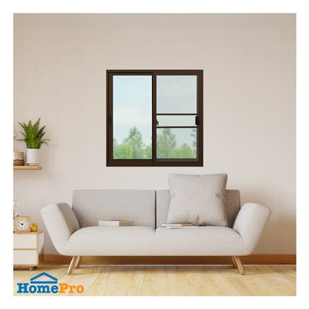 หน้าต่างบานเลื่อน อะลูมิเนียม S-S มุ้ง KPA ECO 100x100 ซม. สีชา_1