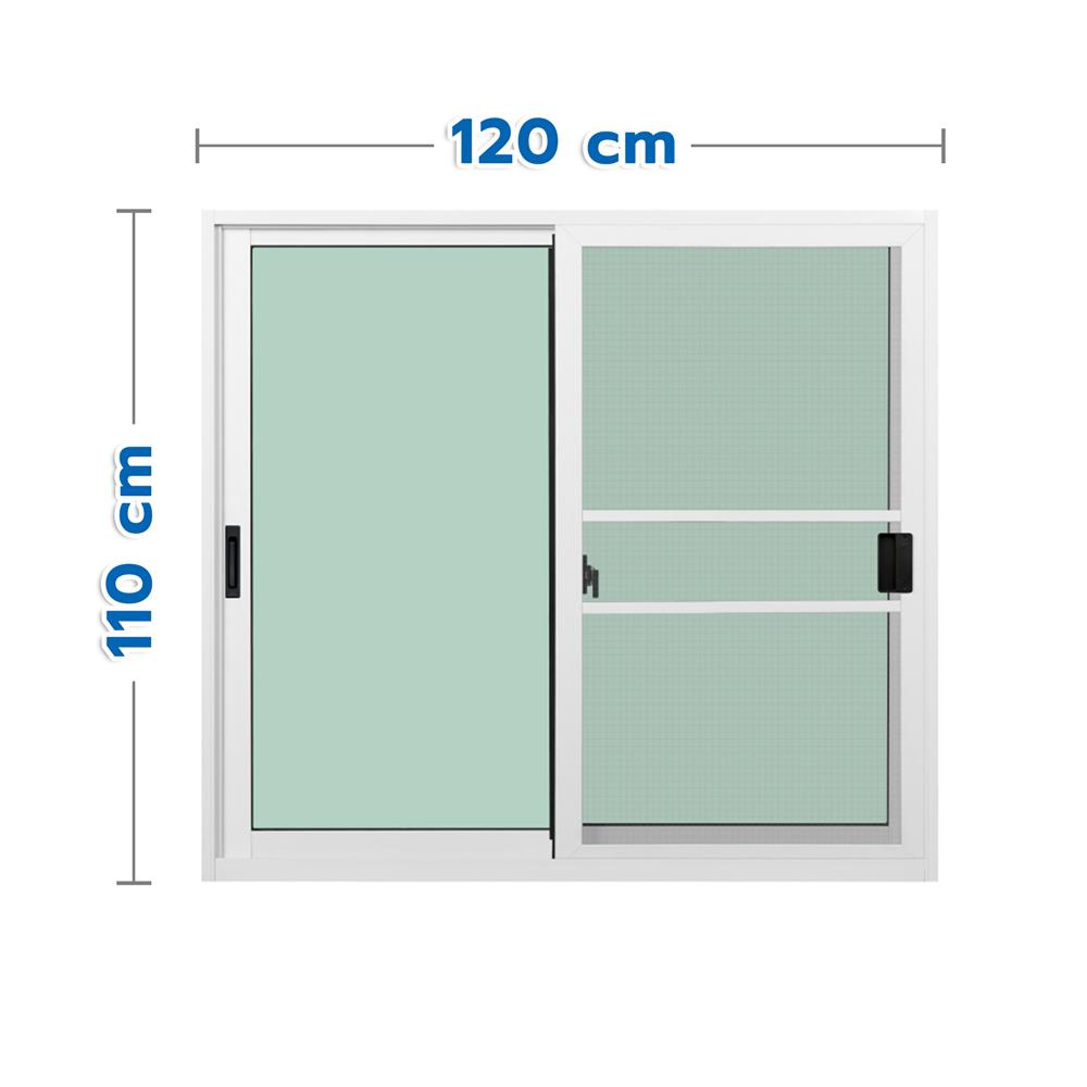 หน้าต่างบานเลื่อน อะลูมิเนียม S-S มุ้ง KPA ECO 120x110 ซม. สีขาว
