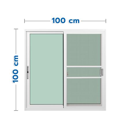 หน้าต่างบานเลื่อน อะลูมิเนียม S-S มุ้ง KPA 100x100 ซม. สีขาว_0