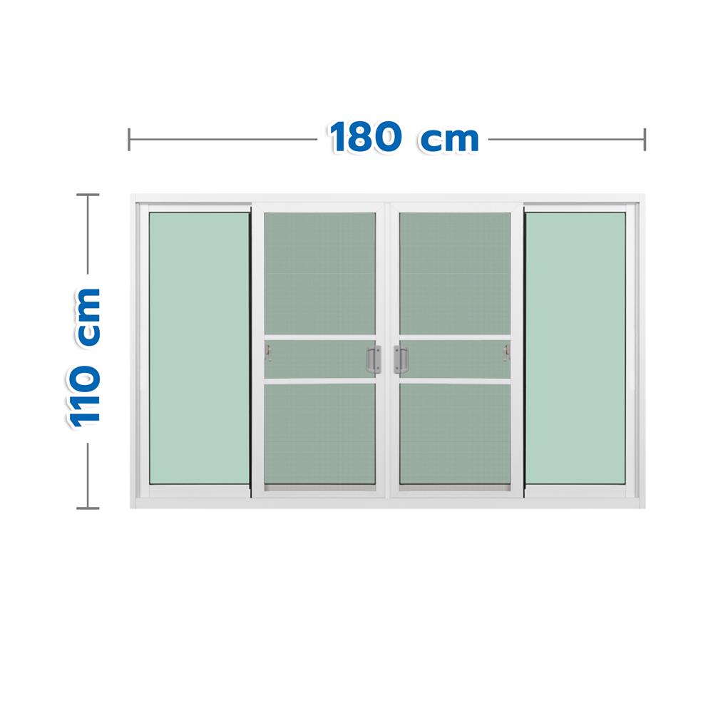 หน้าต่างบานเลื่อน อะลูมิเนียม F-S-S-F มุ้ง KPA 180x110 ซม. สีขาว