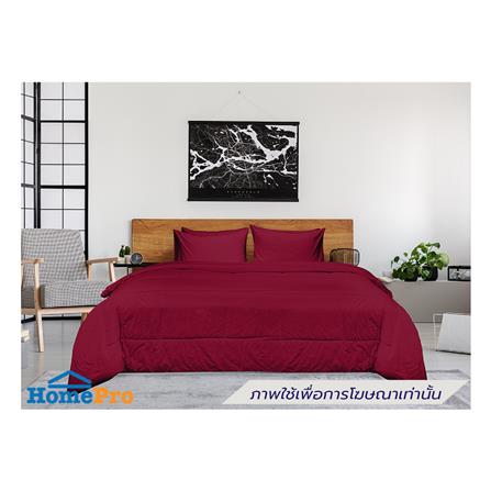 ชุดผ้าปูที่นอน 6 ฟุต (ชุด 5 ชิ้น) PICASSO SMILE สี BURGUNDY_0