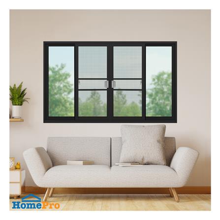 หน้าต่างบานเลื่อน อะลูมิเนียม F-S-S-F มุ้ง KPA 180x110 ซม. สีดำ_1