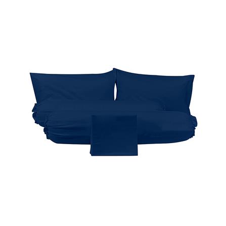 ชุดผ้าปูที่นอน 6 ฟุต (ชุด 5 ชิ้น) PICASSO SMILE สี NAVY BLUE_2