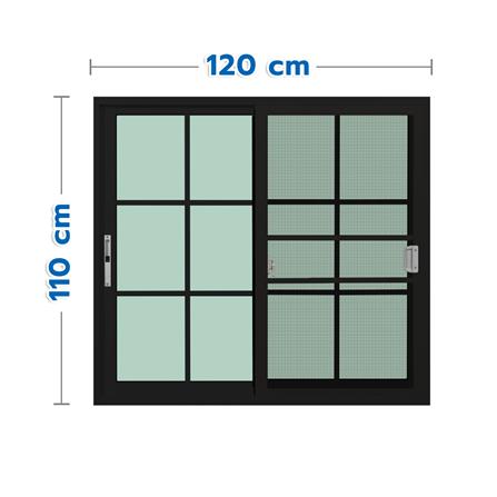 หน้าต่างบานเลื่อน อะลูมิเนียม S-S มุ้ง KPA 6 ฟัก 120x110 ซม. สีดำ_0