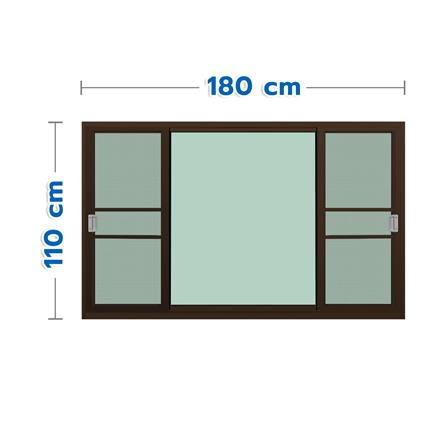 หน้าต่างบานเลื่อน อะลูมิเนียม S-F-S มุ้ง KPA 180x110 ซม. สีชา_0