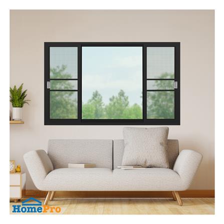 หน้าต่างบานเลื่อน อะลูมิเนียม S-F-S มุ้ง KPA 180x110 ซม. สีดำ_1