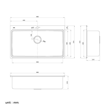 ซิงค์ฝัง 1 หลุม MEX BIX85BM-MF 86 ซม. สีเงิน_6
