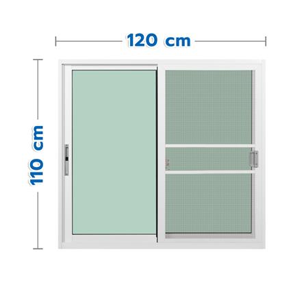 หน้าต่างบานเลื่อน อะลูมิเนียม S-S มุ้ง KPA 120x110 ซม. สีขาว_0