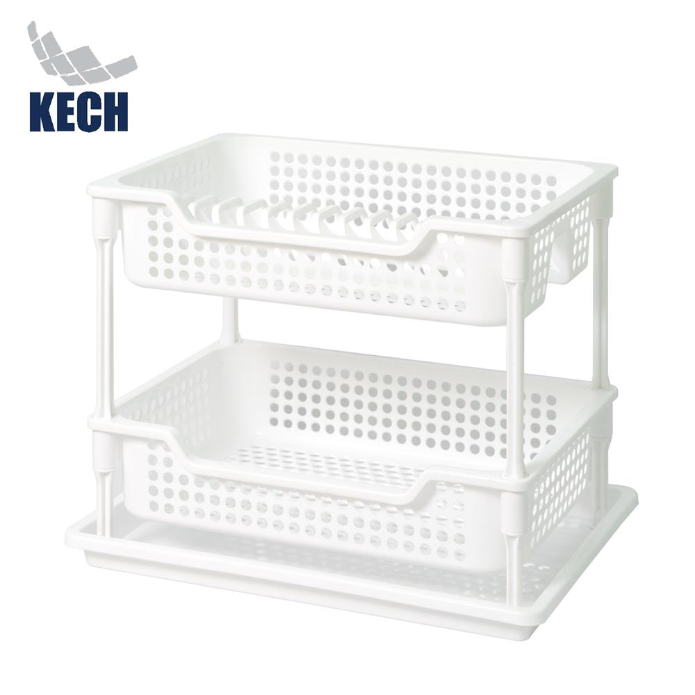 ชั้นคว่ำจานพลาสติก 2 ชั้นพร้อมถาดรองน้ำ KECH ZALE