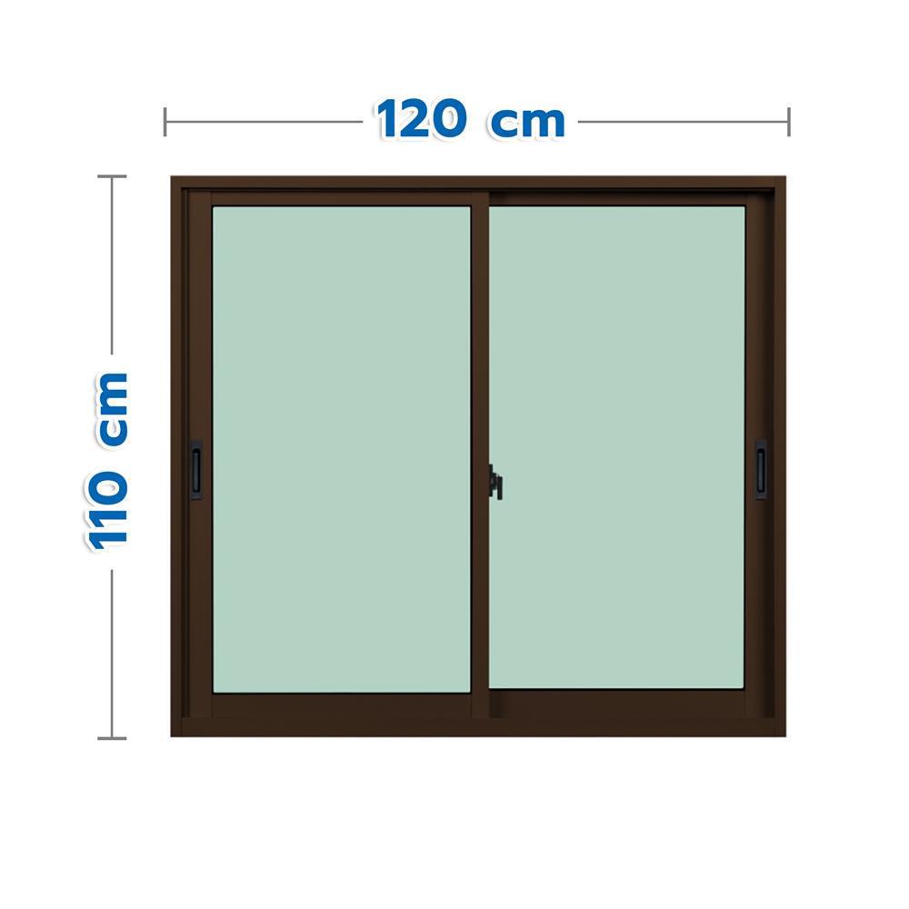หน้าต่างบานเลื่อน อะลูมิเนียม S-S KPA ECO 120x110 ซม. สีชา