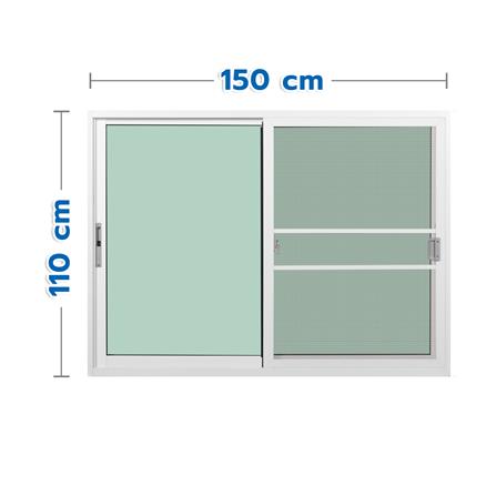 หน้าต่างบานเลื่อน อะลูมิเนียม S-S มุ้ง KPA 150x110 ซม. สีขาว_0