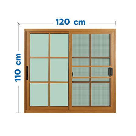 หน้าต่างบานเลื่อน อะลูมิเนียม S-S มุ้ง KPA 6 ฟัก 120x110 ซม. สีน้ำตาลลายไม้_0