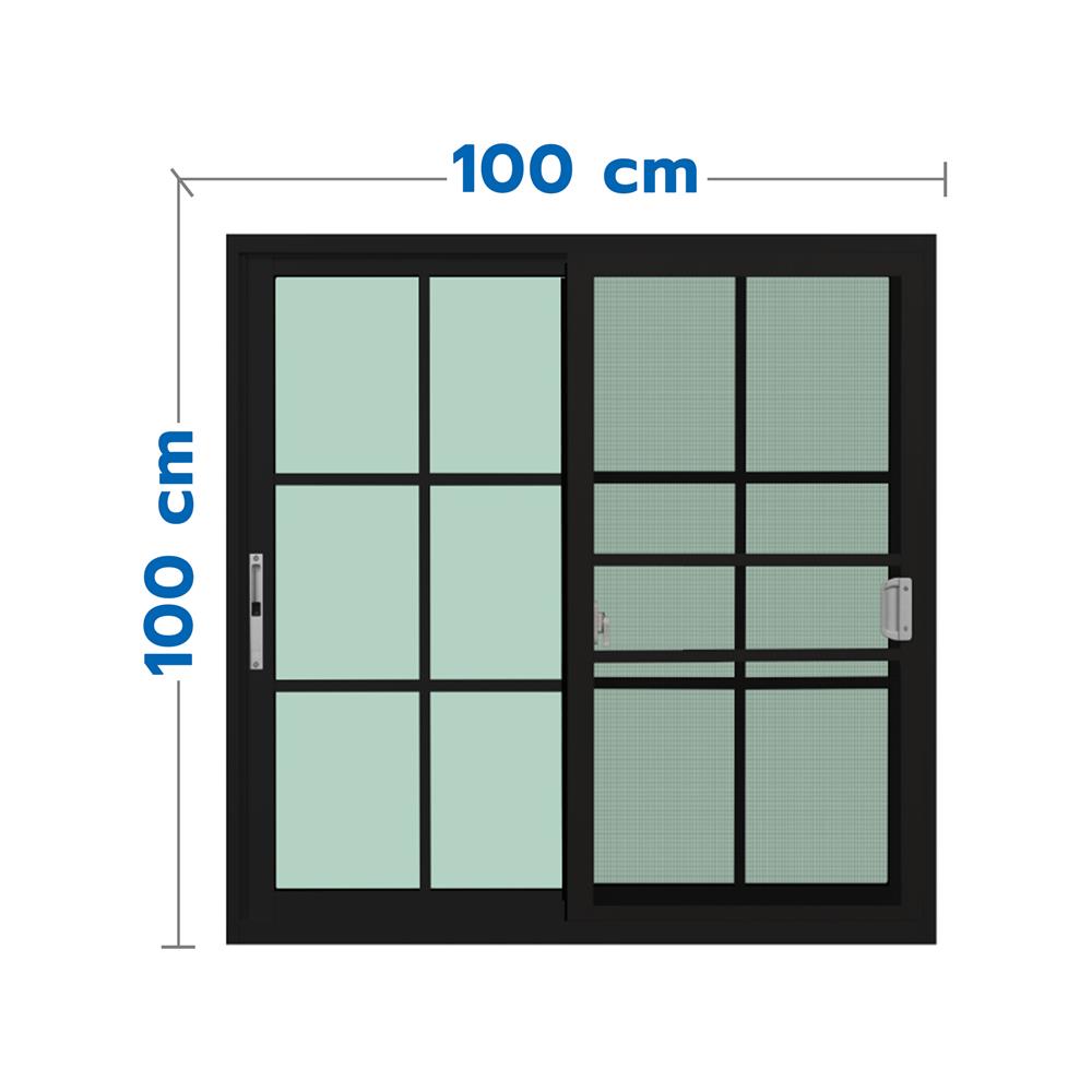หน้าต่างบานเลื่อน อะลูมิเนียม S-S มุ้ง KPA 6 ฟัก 100x100 ซม. สีดำ