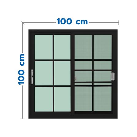 หน้าต่างบานเลื่อน อะลูมิเนียม S-S มุ้ง KPA 6 ฟัก 100x100 ซม. สีดำ_0