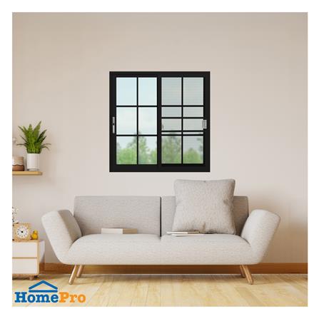หน้าต่างบานเลื่อน อะลูมิเนียม S-S มุ้ง KPA 6 ฟัก 100x100 ซม. สีดำ_1