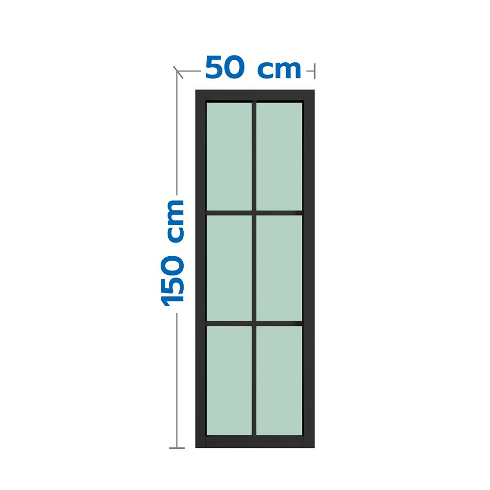 ช่องแสงหน้าต่างอะลูมิเนียม 6 ฟัก KPA 50x150 ซม. สีดำ