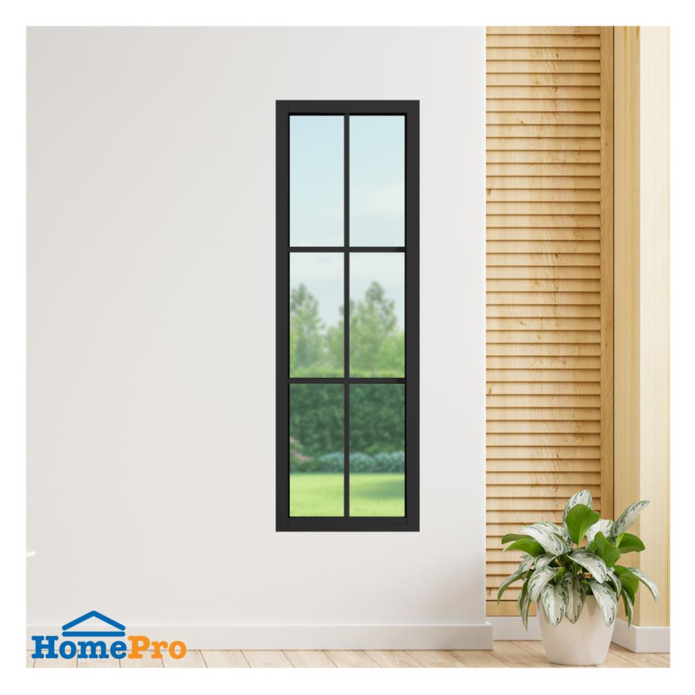 ช่องแสงหน้าต่างอะลูมิเนียม 6 ฟัก KPA 50x150 ซม. สีดำ