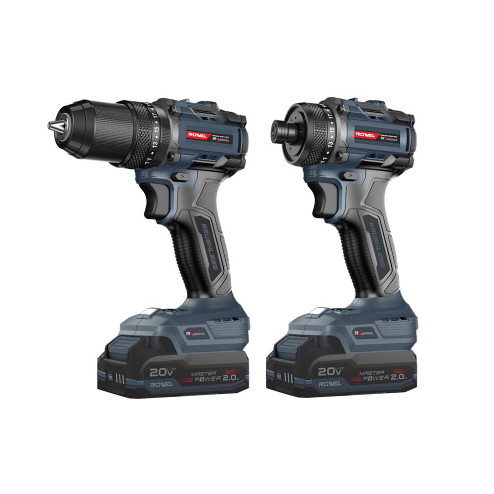 ชุดสว่านกระแทกและไขควงกระแทกไร้สาย (พร้อมแบตเตอรี่) ROWEL RW-CSD202 20 โวลต์