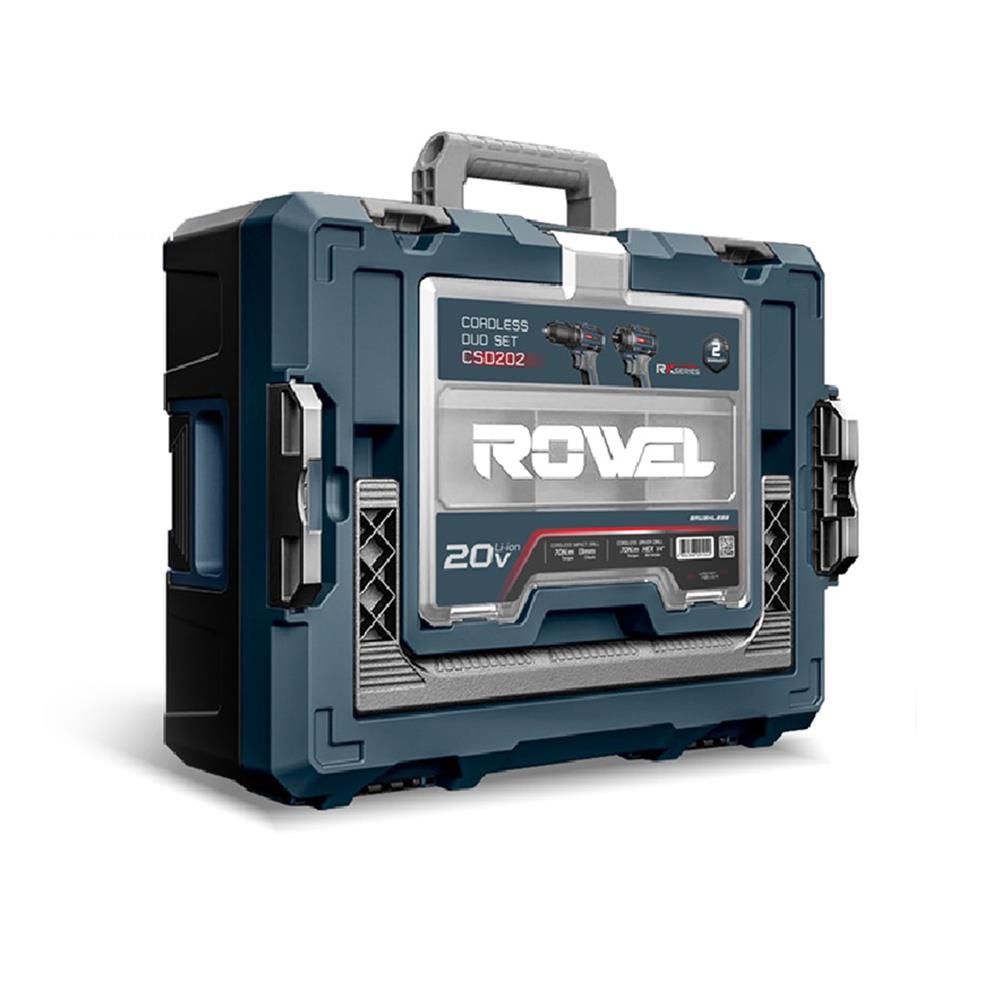 ชุดสว่านกระแทกและไขควงกระแทกไร้สาย (พร้อมแบตเตอรี่) ROWEL RW-CSD202 20 โวลต์