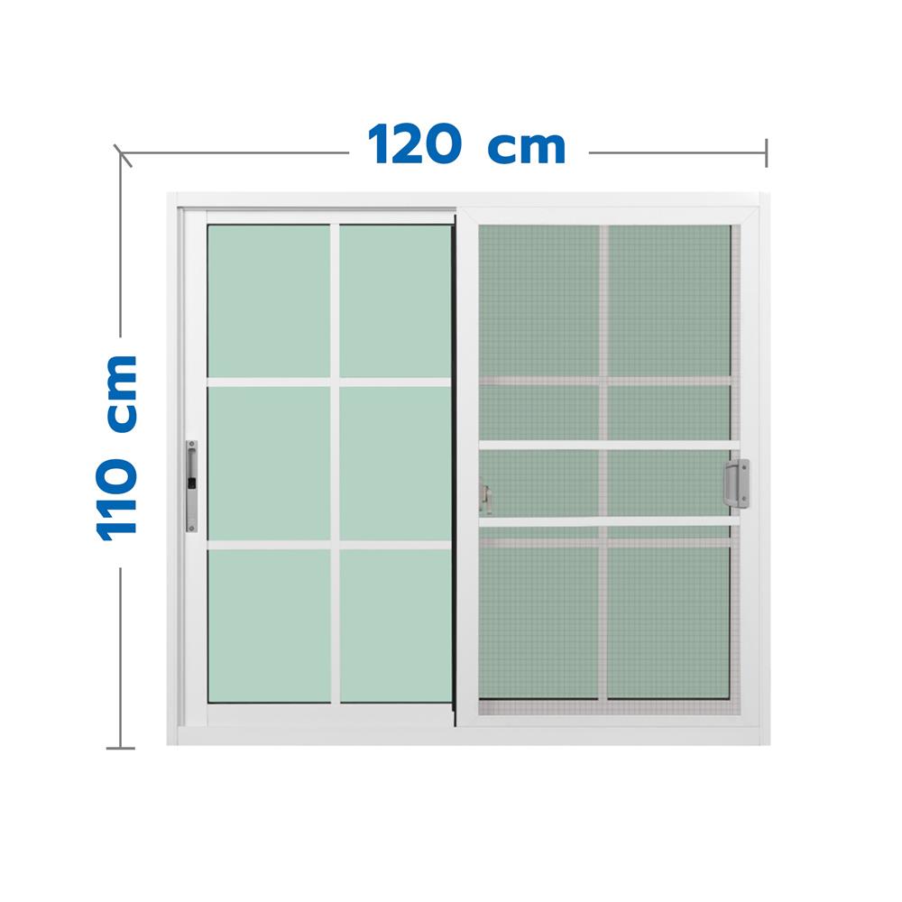 หน้าต่างบานเลื่อน อะลูมิเนียม S-S มุ้ง KPA 6 ฟัก 120x110 ซม. สีขาว