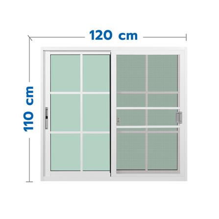 หน้าต่างบานเลื่อน อะลูมิเนียม S-S มุ้ง KPA 6 ฟัก 120x110 ซม. สีขาว_0