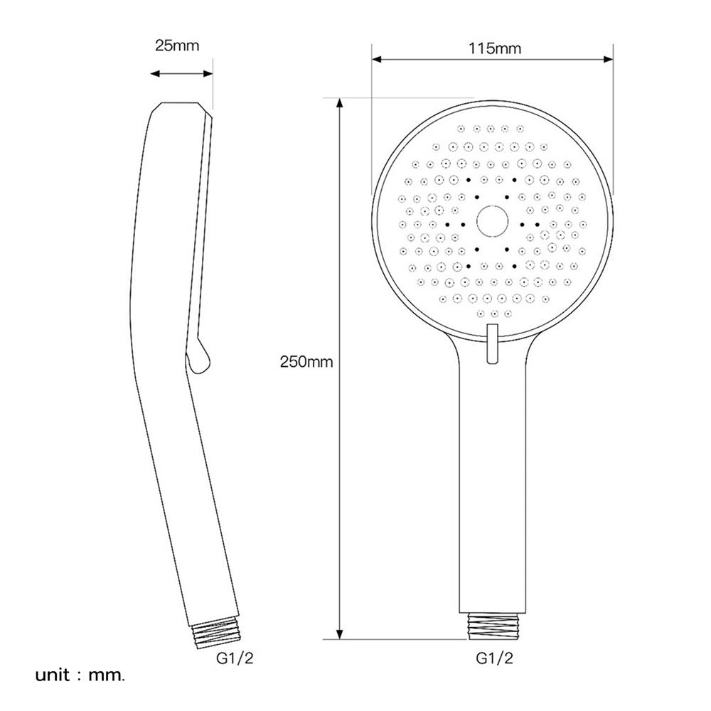 ฝักบัวสายอ่อน 3 ระดับ WSP WSP-333GM สีเทา