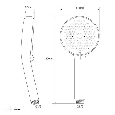 ฝักบัวสายอ่อน 3 ระดับ WSP WSP-333GM สีเทา_5