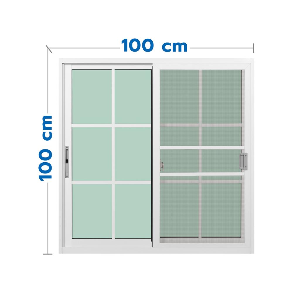 หน้าต่างบานเลื่อน อะลูมิเนียม S-S มุ้ง KPA 6 ฟัก 100x100 ซม. สีขาว