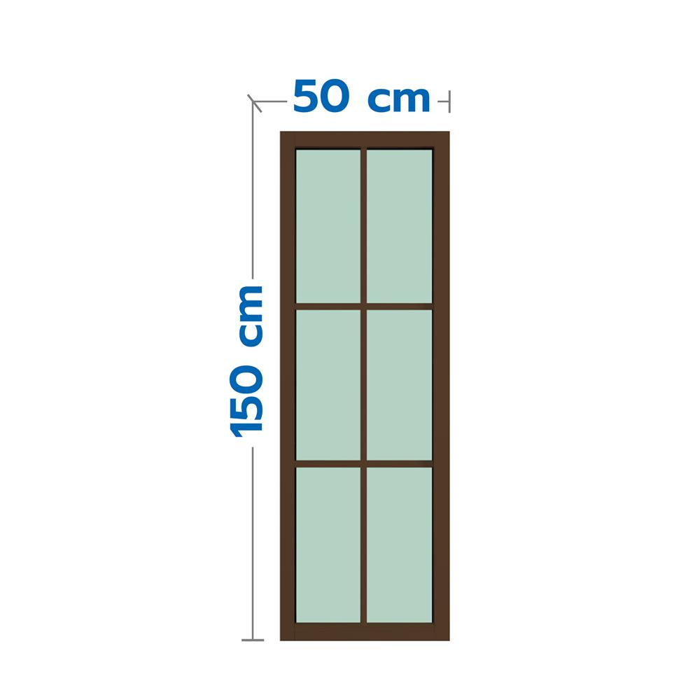 ช่องแสงหน้าต่างอะลูมิเนียม 6 ฟัก KPA 50x150 ซม. สีชา