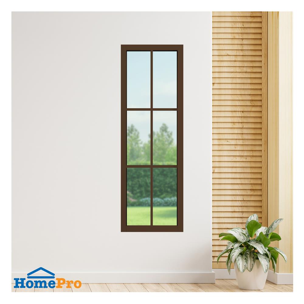 ช่องแสงหน้าต่างอะลูมิเนียม 6 ฟัก KPA 50x150 ซม. สีชา