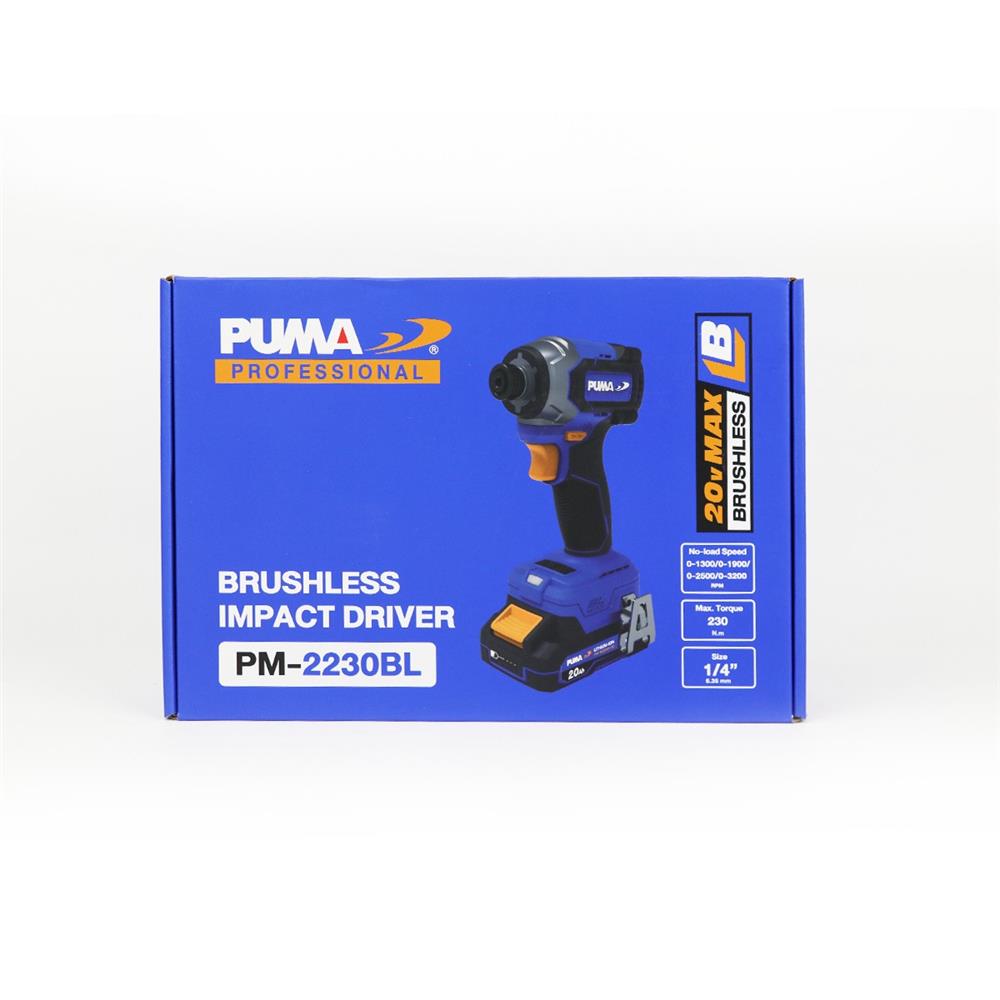 ไขควงกระแทกไร้สาย (พร้อมแบตเตอรี่) PUMA PM-2230BL 20 โวลต์