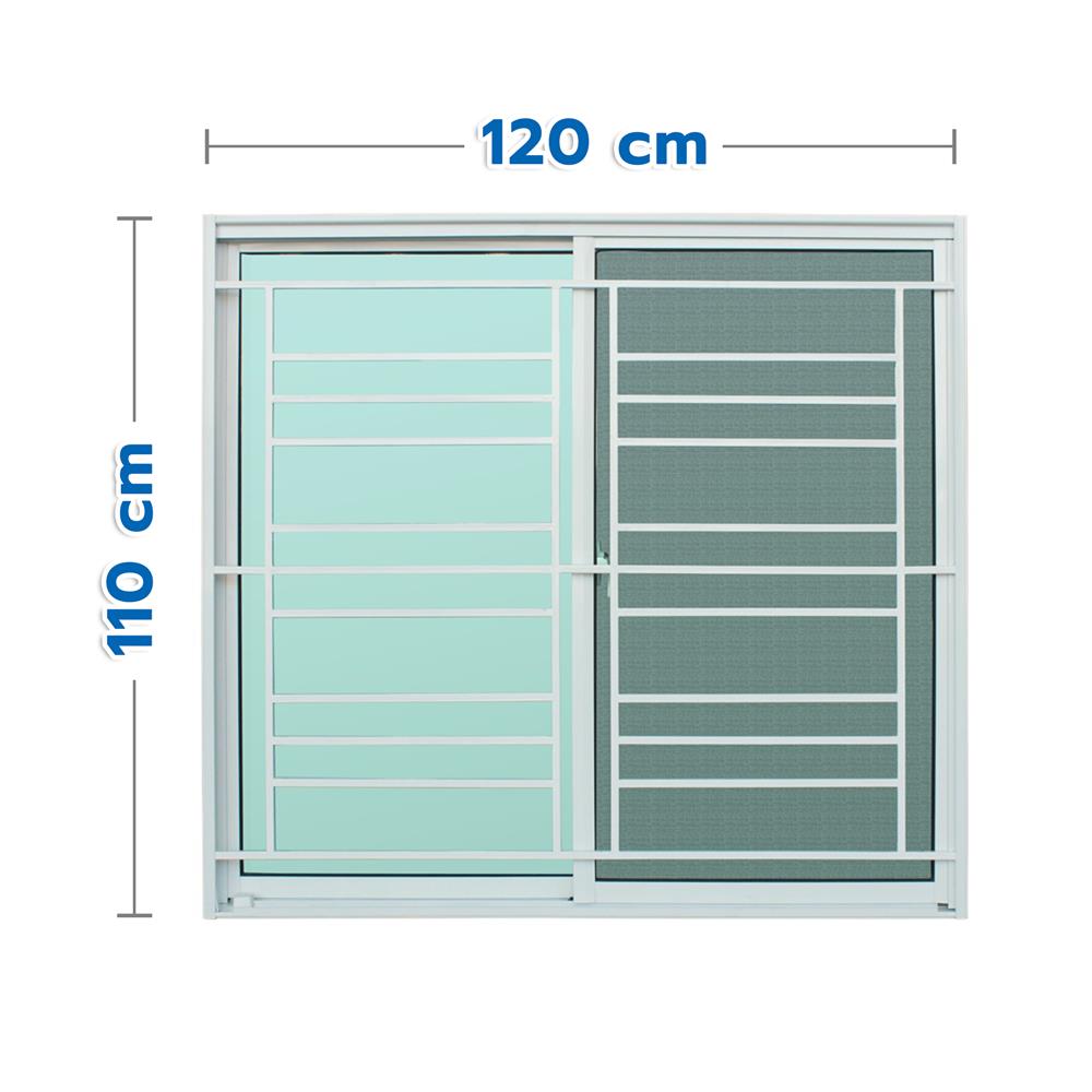 หน้าต่างบานเลื่อน อะลูมิเนียม S-S มุ้ง เหล็กดัด AZLE ลายคลาสสิก 120x110 ซม. สีขาว