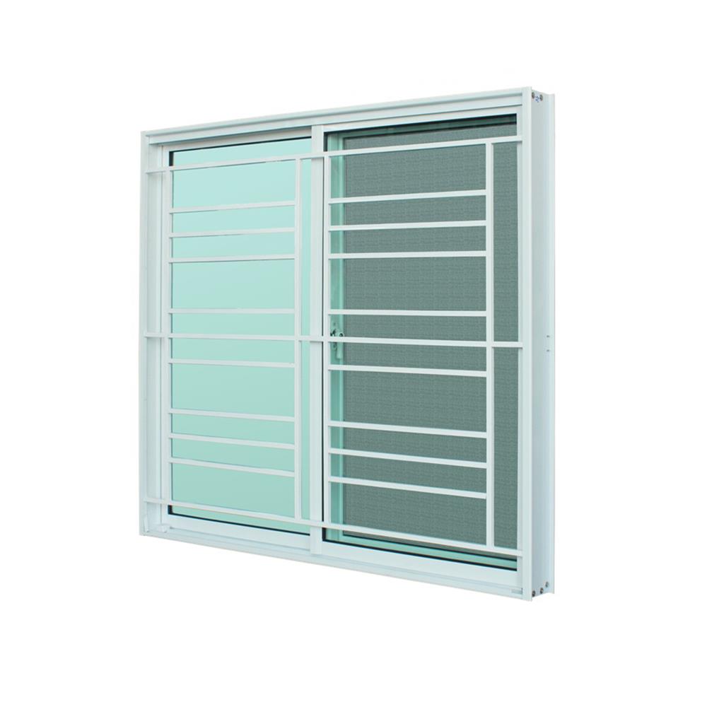 หน้าต่างบานเลื่อน อะลูมิเนียม S-S มุ้ง เหล็กดัด AZLE ลายคลาสสิก 120x110 ซม. สีขาว