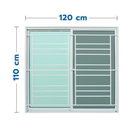 หน้าต่างบานเลื่อน อะลูมิเนียม S-S มุ้ง เหล็กดัด AZLE ลายคลาสสิก 120x110 ซม. สีขาว_0