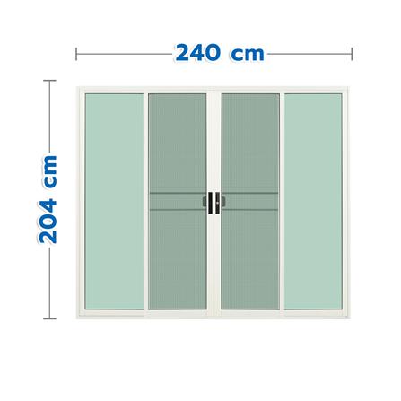 ประตูบานเลื่อน อะลูมิเนียม F-S-S-F มุ้ง KPA 240x204 ซม. สีขาว_0
